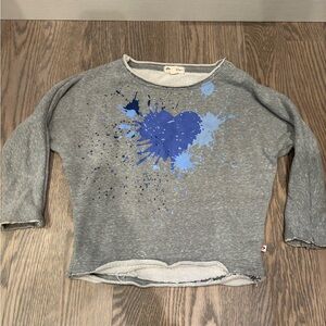 Appaman Gray Sweatshirt with Blue Heart Splash